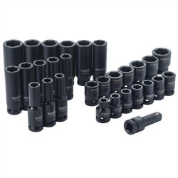 30 Piece 1/2 in Drive Combination Impact Socket Set 6 PT